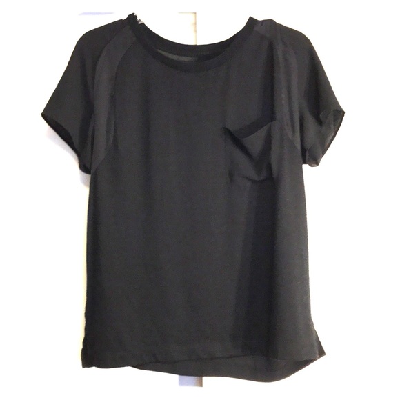 Lou & Grey Tops - Lou & Grey Sheer + Satin Black Dressy T-shirt sz S